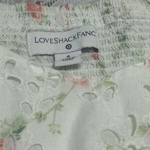 LoveShackFancy White and Pink Floral Eyelet Dress